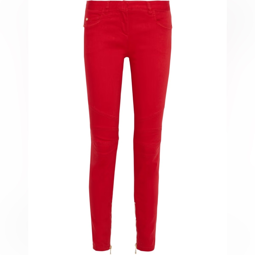 Zip-Detailed Low-Rise Skinny Jeans, Balmain, Made In Italy